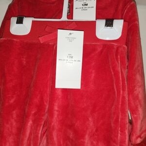 Polo by Ralph Lauren Red Velour Baby 2-Piece Set (12M)